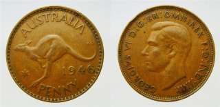 1946 Australia Penny 1d, Better Pre Decimal Coin, aVF  