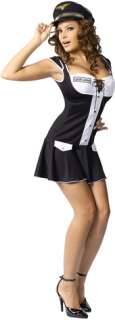 Costume includes drop waist dress with lace up bust and name tag 