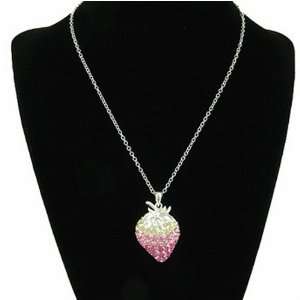    Strawberry Pink Crystal Pendant Necklace Arts, Crafts & Sewing