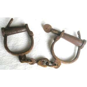   Antique Reproduction Adjustable Cast Iron Handcuffs 