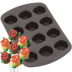 Wilton 12 Cavity ROSE MINI CAKE PAN Valentine Day Treat  