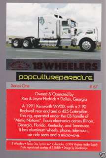 1991 KENWORTH W900L 18 WHEELER HEAVY TRUCK CARD  