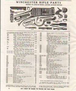 1952 WINCHESTER AD MODEL 64 DEER RIFLE PART LIST  