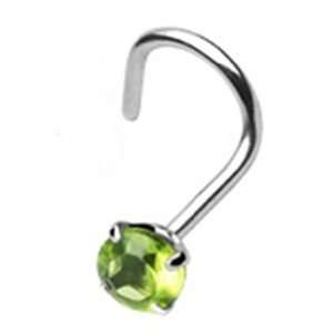   Nose Ring Screw Piercing Jewelry with Green Gem 20 Gauge Everything