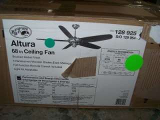 Hampton Bay Altura 68 in. Indoor Brushed Nickel Ceiling Fan 128925 