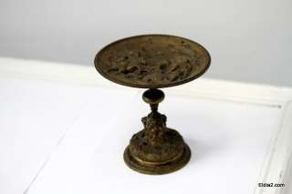 Antique Bronze Tazza Midieval Design Pedestal Compote  