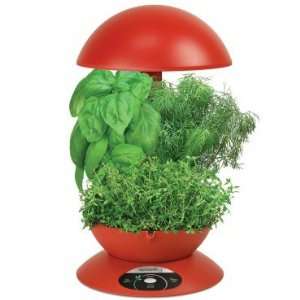  AeroGarden 3 Red w/Gourmet Herb Seed Kit Patio, Lawn 