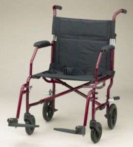 19 Red Aluminum Transport Wheelchair  