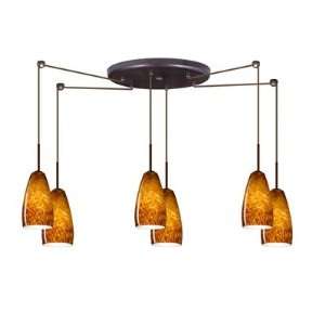  Pendant with Round Canopy Finish Satin Nickel, Glass Shade Amber 