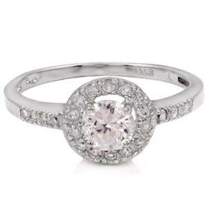 Sterling Silver CZ Halo Engagement Ring Wedding Bridal  