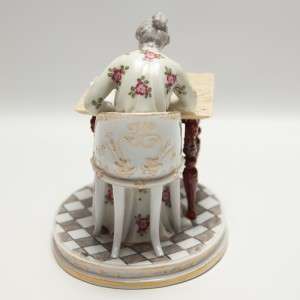  Antique Royal Vienna Porcelain Figurine Victorian Woman at Writing 