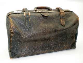 Antique Suit Case Fred Booth Luggage Cowhide Leather Travel Train Bag 