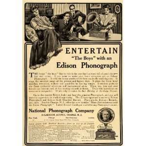  1906 Vintage Ad Edison Phonograph Antique Music Party 