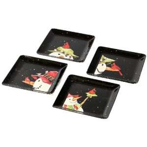   Square Appetizer Plates Snowbird (1 set  4 plates)