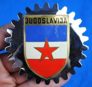   60s Hot Rat Rod Car Travel Radiator Badge Emblem Yugoslavia  