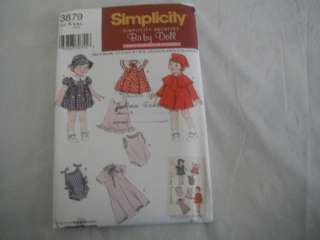 Simplicity 3879 Archive Baby Doll Clothes Pattern 12, 14, 16, 18, 20 