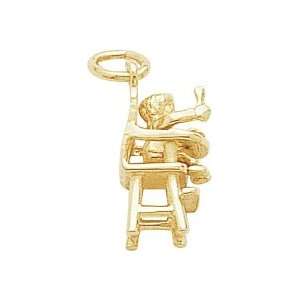   Rembrandt Charms Baby in High Chair Charm, Gold Plated Silver Jewelry