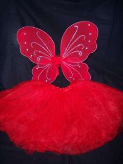 Red Tulle Tutu Princess Skirt & Fairy Wings Combo!!!!!  