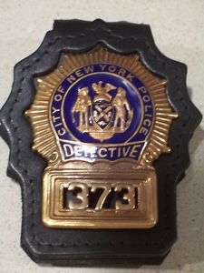 NYPD Detective Style Badge Cut Out Leather Belt Clip  