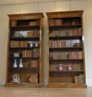 Pair Walnut Regency Sheraton Open Front Bookcases  