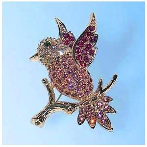   Flying Bird Pin Swarovski Crystals Brooch Branch Black  Jewelry