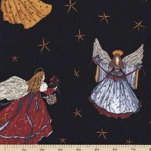  Angels From Above Cotton Fabric   Black
