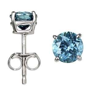   , Round, Blue Diamond Stud Earrings (4/5 ctw) DivaDiamonds Jewelry