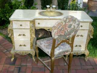   Budoir Carved Gilt Wood Dresser/Vanity/Set Mirror Chair Sink  