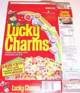This is for one 1992 Lucky Charms Cereal Box. Box is flattened 