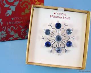   Holiday Lane SNOWFLAKE Blue Crystal PIN Brooch CHRISTMAS Xmas  