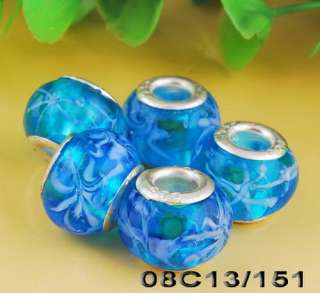 50p 12Colors Chrysanthemum Flower Murano Glass Spacer Beads Fits 