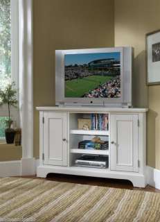 Naples White LCD Plasma TV Corner TV Stand Console  