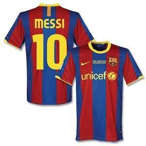 10 11 Barcelona Home Jersey + Messi 10 (Fan Style) + Champions League 