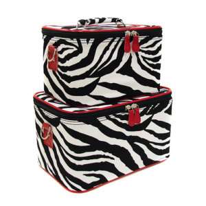 RED ZEBRA SET 2 Cosmetic Case Luggage Makeup Bag  
