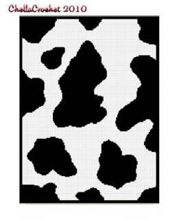 Cow Hide Print Black White Afghan Crochet Pattern Graph  
