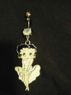 Classic Betty Boop White Dress Dangle Navel Belly Ring  