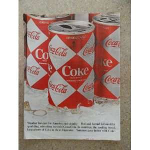 Coca Cola, Vintage 60s full page print ad.(big cans of coke) vintage 