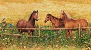HORSES BY PASTURE FENCE 5x9 feet Wallpaper Wall Decor Mural 259 72007 