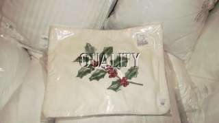 Pottery Barn Holly Berry Embroidered Velvet Pillow NWT  