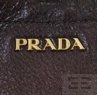 Prada Brown Pebbled Deerskin Leather Expandable Zip Tote Bag, With 