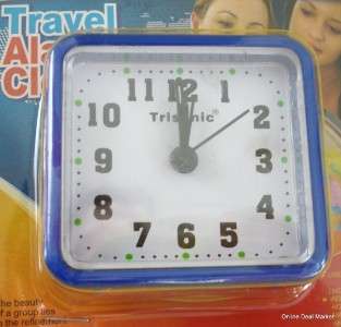 Travel Alarm Clock Small DESK AA Battery Operated BLUE  