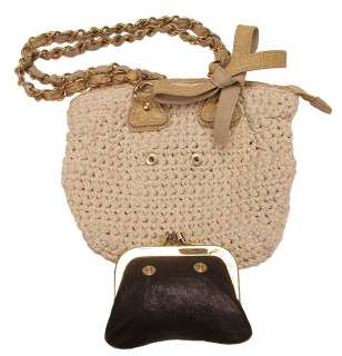 New $920 Dolce & Gabbana Lady Handbag Purse Bag Beige Leather NWT 