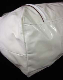 DOLCE & GABBANA Ivory Patent Leather Large Tote Handbag  