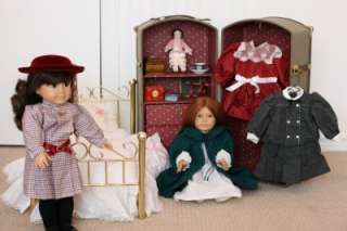 AMERICAN GIRL *RETIRED* Samantha & Felicity DOLLS, TRUNK, BED, CLOTHES 