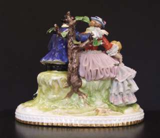 Large Continental Dresden Porcelain Lace Figurine Group  