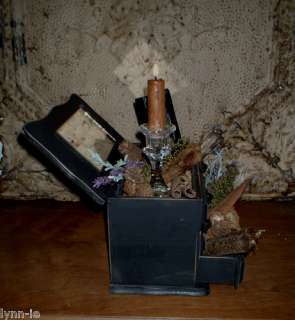 Primitive Homestead Wood SideTable Dresser Gathering~Drawer~Candles 