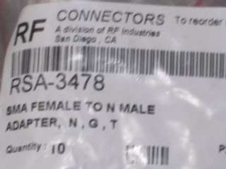 10 RF INDUSTRIES RSA 3478 SMA FEMALE TO N MALE ADAPTER  