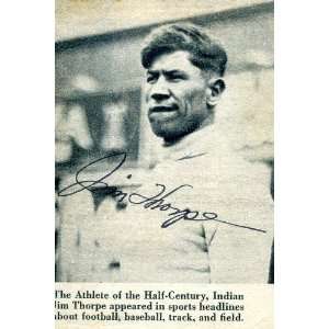 Jim Thorpe Autographed Newspaper Clipping