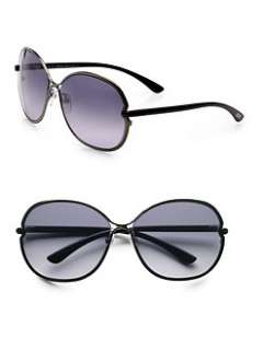 Tom Ford Eyewear   Leila Round Metal Sunglasses/Gunmetal