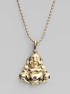 Sydney Evan   Ruby and 14K Yellow Gold Buddha Necklace    